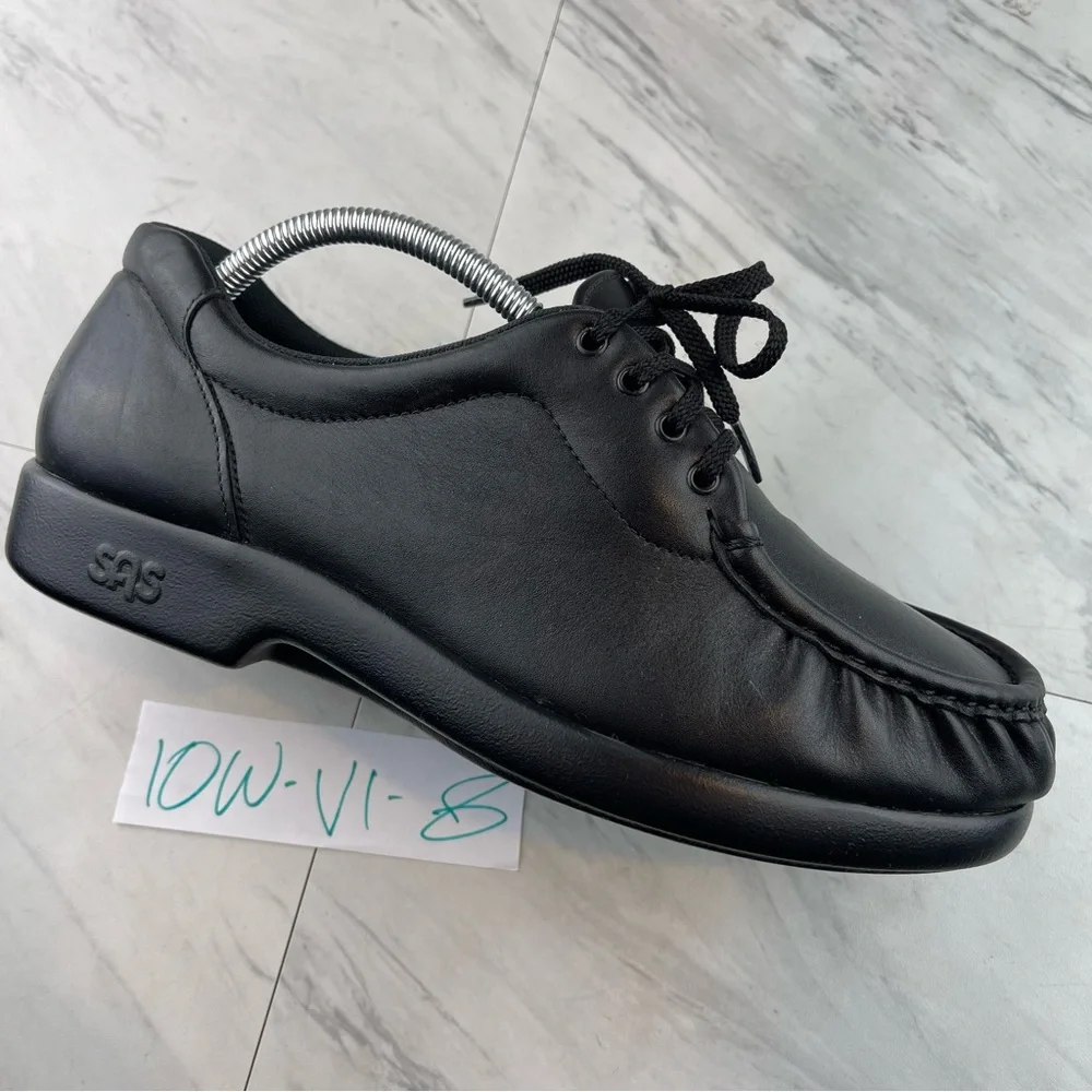 •SAS Take Time Black Leather TriPad Comfort Diabetic Shoes Women Size 10 W Wide